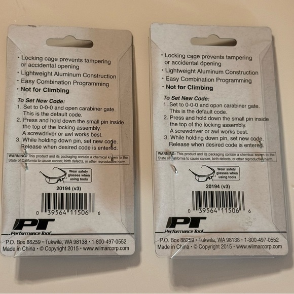 Performance tool Locking Carabiner 3 inch one red & one silver - Picture 2 of 5